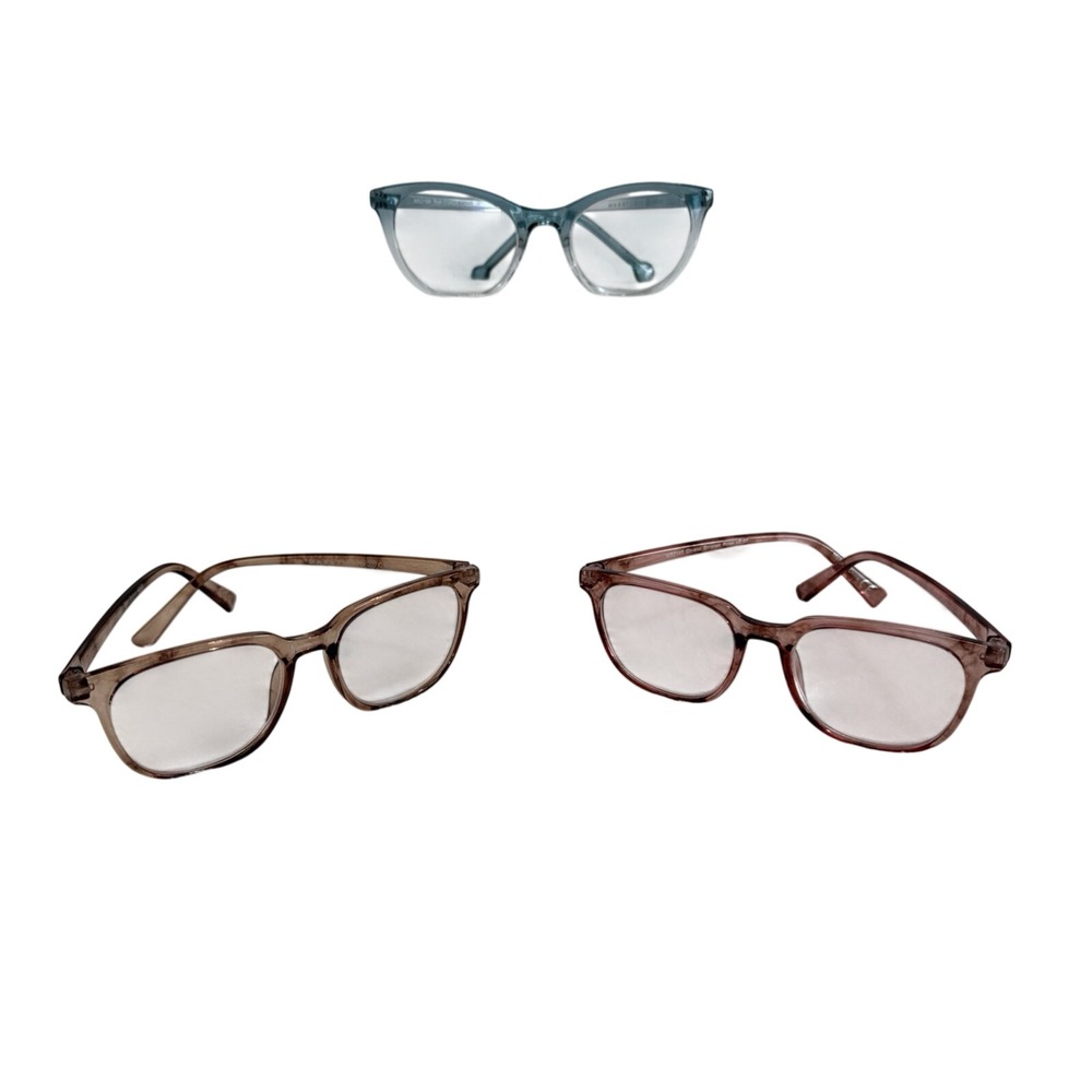 Max Studio Reading Glasses 3 Pair Lot Crystal Fade Rose Brown +200 Magnification
